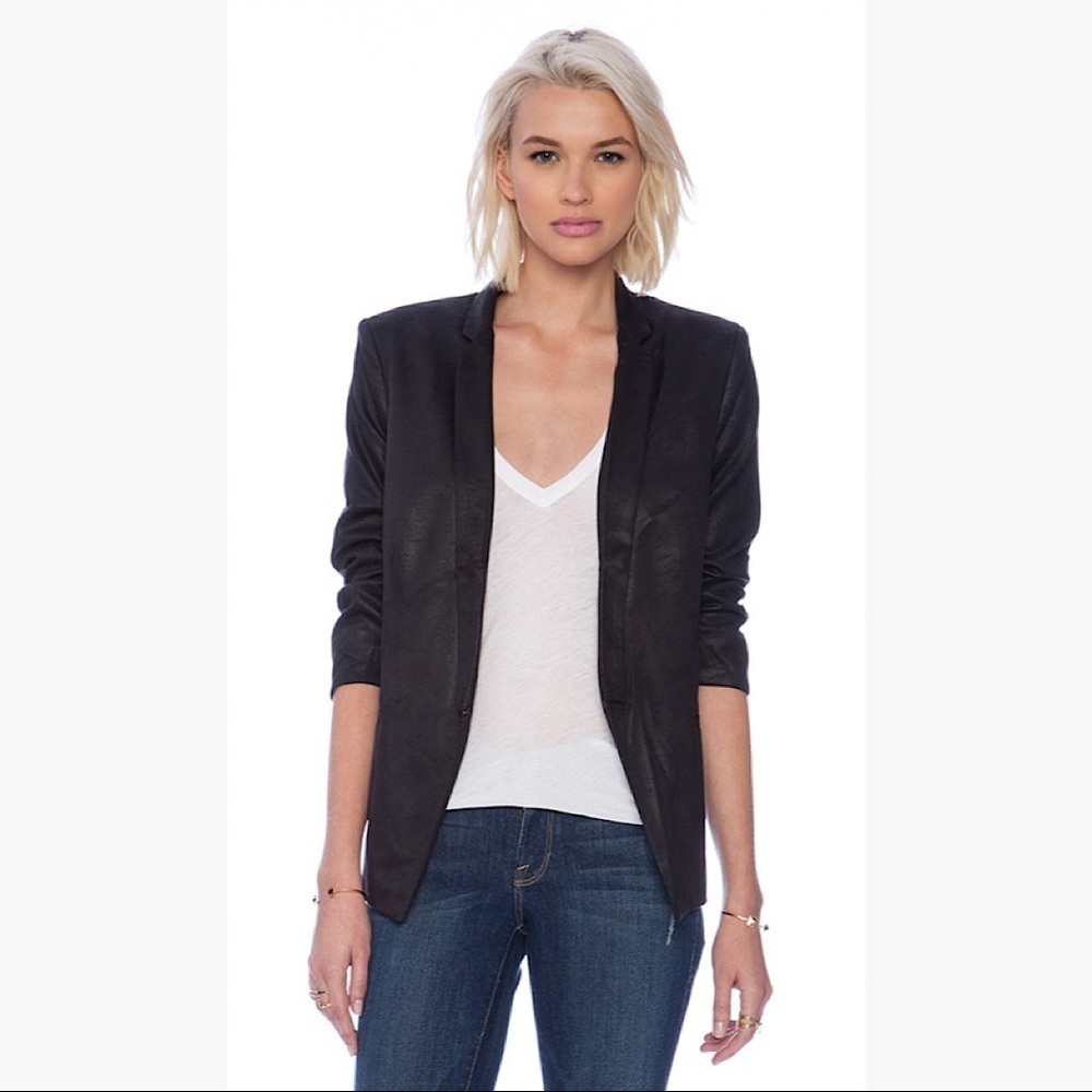 NWT Capulet Notch Collar Blazer in BLACK Suede